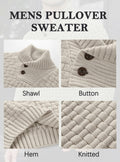 Arcciit Mens Pullover Shawl Collar Cable Knit Sweater Khaki Size 3X-Large