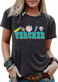 CHULIANSWEET Teacher Shirt Women Teach Kindness Graphic Tee DarkGrey2 Size XL