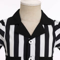 IDOPIP Toddler Girls Black White Striped Dress with Headband & Belt 4-5Y