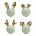 Evionlin 2pcs Pink Rabbit Ceramic Cabinet Knobs Drawer Pulls Kids Room