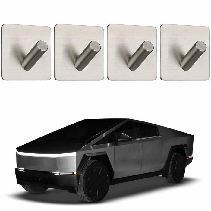 TSTESE 4PCS Stainless Steel Trunk Hooks for Tesla Cybertruck 2024-2025 Silver
