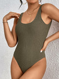 Dixperfect Women’s Retro High Cut One Piece Swimsuit Army Green XXL
