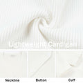OPREXO Women's Ribbed Knit V Neck Button Down Cropped Cardigan White Size L