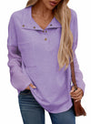 SHEWIN Women Oversized Button Up Sweatshirt Purple Size L