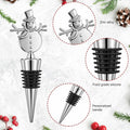 MANTIANJIN Christmas Wine Bottle Stoppers 5-Pack Zinc Alloy Silicone Silver