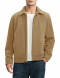 Rdruko Men's Corduroy Zip-Front Bomber Jacket Light Grey Size L