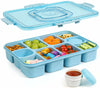 Caperci Snackle Box Large 10-Compartment Tray with Lid Handle Blue