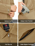 Rdruko Men's Corduroy Zip-Front Bomber Jacket Light Grey Size L