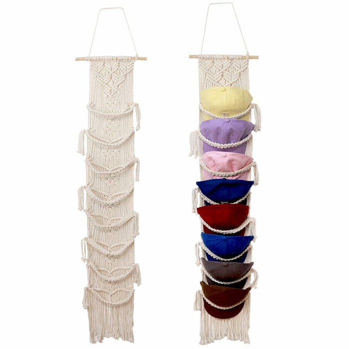 Hommtina Wall Mounted Hat Rack Organizer Brown 2 Pack Bohemian Style
