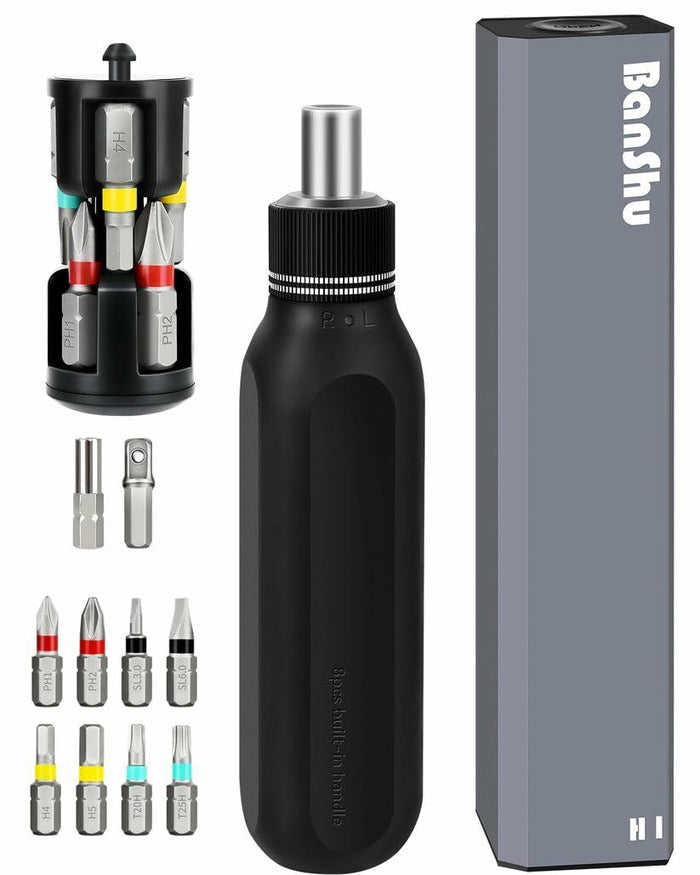 Banshu 12-in-1 Ratchet Screwdriver Set Magnetic Bits Case Colorful Alloy Steel