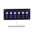 Garfour Marine 6 Gang 5 Pin Red LED Aluminum Rocker Switch Panel