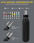 Banshu 12-in-1 Ratchet Screwdriver Set Magnetic Bits Case Colorful Alloy Steel