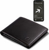 FLETUTE Full-Grain Leather Slim Airtag Wallet Mens Luxury Blue