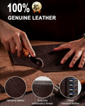 FLETUTE Full-Grain Leather Slim Airtag Wallet Mens Luxury Blue