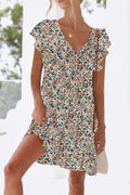 nclook Womens Summer Casual V Neck Mini Dress Ruffle Pockets Multicolour XL