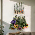 heiwinner Herb Drying Rack Hanging Rustic Wood 4-Compartment 15.7x5.9x0.59