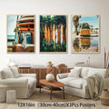 WYHLMTQ Bohemian Beach 3pcs Canvas Wall Art 12x16in Coastal Tropical