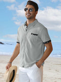 TRFIC Men's Casual Short Sleeve Button Down Shirt Grey Size 3X-Large