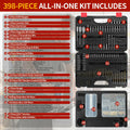 Wakuka 400 Pcs Drill Bit & Screwdriver Set Black High Speed Steel Titanium