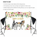 JICONEE Horse Birthday Party Backdrop Western Bohemian Wildflower 7x5ft