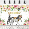 JICONEE Horse Birthday Party Backdrop Western Bohemian Wildflower 7x5ft