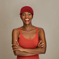 Wimnkuv Soft Bamboo Baseball Cap Women Chemo Hat Wine Red+Khaki One Size