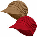 Wimnkuv Soft Bamboo Baseball Cap Women Chemo Hat Wine Red+Khaki One Size