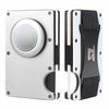 Team Gainz Mens Metal Wallet RFID Blocking Airtag Holder Silver W/ Strap
