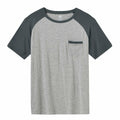 MoFiz Men’s Pajama Set V-Neck Short Sleeve Sleepwear Striped Grey Blue Size M