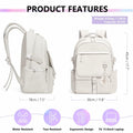 GLORIEROO Kids Backpack Girls 15.6" Laptop Compartment Beige White