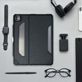 UZBL iPad Pro 13-inch 2024 Vegan Leather Case Magnetic Stand Black
