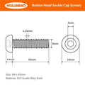 NIULUNBAO M8-1.25x45mm Button Head Socket Cap Screws Black Oxide 10pcs
