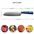 YUSOTAN 7" Japanese Santoku Knife Blue High Carbon Stainless Steel Blade