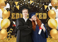 BUTEN Educated AF Graduation Banner 2025 Congrats Grad Black Gold 6x4FT
