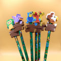 Colorful Bird Decorative Pencils with Erasers Set of 6, 0.35lb
