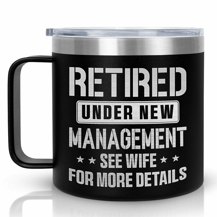 GAUDORA 14oz Stainless Steel Insulated Coffee Mug with Lid - Black Funny