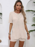 OUKODS Womens 2 Piece Summer Short Sleeve Top & Shorts Set Apricot Size S