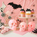 Nuanchu Halloween Skull Candles 6 Pack Large Light Pink Pastel Paraffin Wax