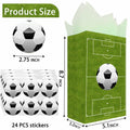 Outego Soccer Party Favor Bags with Stickers 24 Count Green Paper Soccer