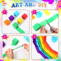 Pasimy 62 Pc 3D Colorful Rainbow Bulletin Board Set DIY Crepe Paper Rolls