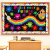 Pasimy 62 Pc 3D Colorful Rainbow Bulletin Board Set DIY Crepe Paper Rolls