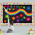 Pasimy 62 Pc 3D Colorful Rainbow Bulletin Board Set DIY Crepe Paper Rolls