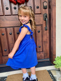 ALLIFly Girls Tie Back Sundress Back to School Blue Size 6