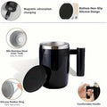 ALARYOD Self Stirring Coffee Mug Stainless Steel Black Automatic Mixing Cup