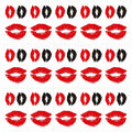 LEOARS Valentines Lip Temporary Tattoo Stickers Waterproof Red Black 15-Sheet