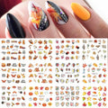 YEFIUO Fall Winter Maple Leaf Pumpkin Nail Art Stickers Water Transfer 12 in 1
