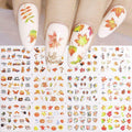 YEFIUO Fall Winter Maple Leaf Pumpkin Nail Art Stickers Water Transfer 12 in 1