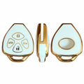 TAPAYICA Toyota Key Fob Cover 4 Buttons White-Gold TPU Shell with Keychain