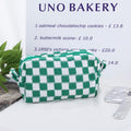 GUTGNK 2-Pack Large Checkered Knitted Makeup Bags Cosmetic Pouch Green White