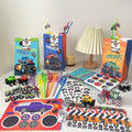 XIPEGPA Truck Party Favors Set - Keychains Slap Bracelets Stickers Straws